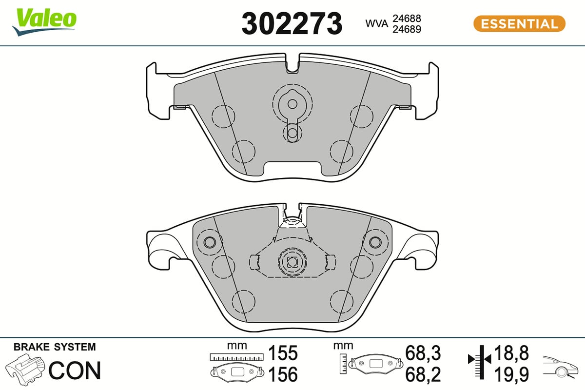 Jeu de 4 plaquettes de frein VALEO ref. 302273
